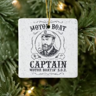 Motorbootkapitein Grappige Pontonbootvaren Keramisch Ornament