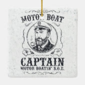 Motorbootkapitein Grappige Pontonbootvaren Keramisch Ornament (Achterkant)