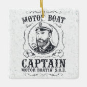 Motorbootkapitein Grappige Pontonbootvaren Keramisch Ornament (Voorkant)