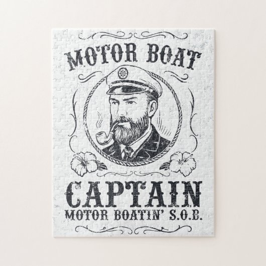 Motorbootkapitein Grappige Pontonbootvaren Legpuzzel (Verticaal)