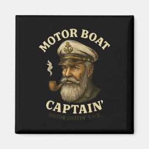 Motorbootkapitein Grappige Pontonbootvaren Motor B Magneet