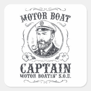 Motorbootkapitein Grappige Pontonbootvaren Vierkante Sticker