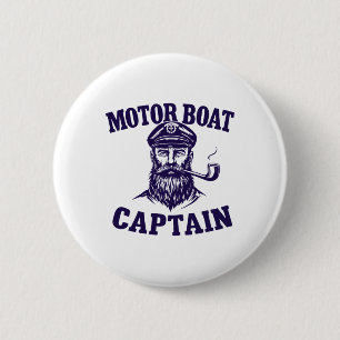 Motorbootkapitein Tee Grappig Varend Outfit Zeilen Ronde Button 5,7 Cm