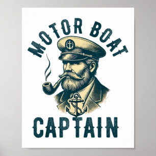 Motorbootkapitein voor boot eigenaar kapitein vare poster