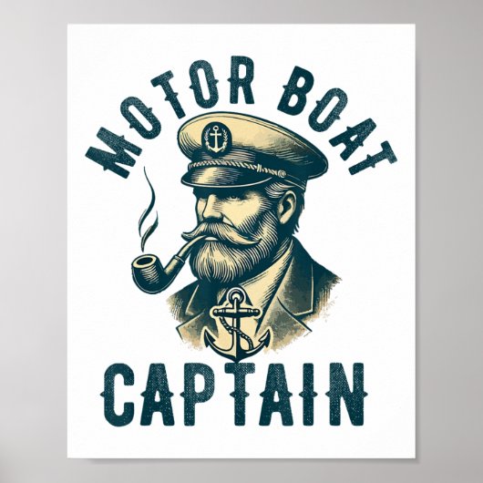 Motorbootkapitein voor boot eigenaar kapitein vare poster (Voorkant)