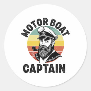 Motorbootkapitein voor boot eigenaar kapitein vare ronde sticker