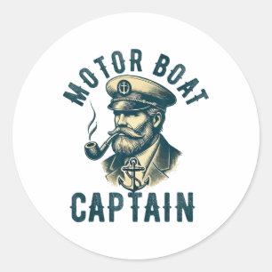 Motorbootkapitein voor boot eigenaar kapitein vare ronde sticker