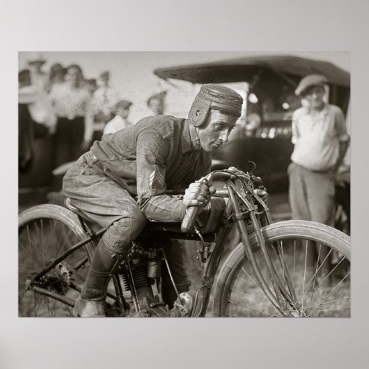 Motorcoureur, 1922. Oude foto Poster (Voorkant)