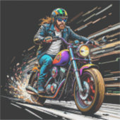 Motorcoureur Racen Sticker (Voorkant)