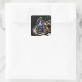 Motorcoureur Racen Vierkante Sticker (Tas)