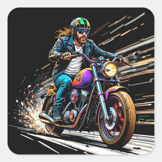 Motorcoureur Racen Vierkante Sticker (Voorkant)