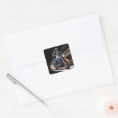 Motorcoureur Racen Vierkante Sticker (Envelop)
