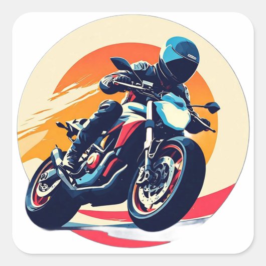 Motorcoureur Racen Vierkante Sticker (Voorkant)