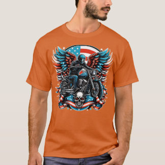 Motorcross Biker Dirt Bike Amerikaanse Vlag 4th of T-shirt