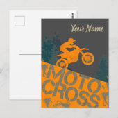 Motorcross Biker  Motorfiets en Motorfiets Briefkaart (Voorkant / Achterkant)