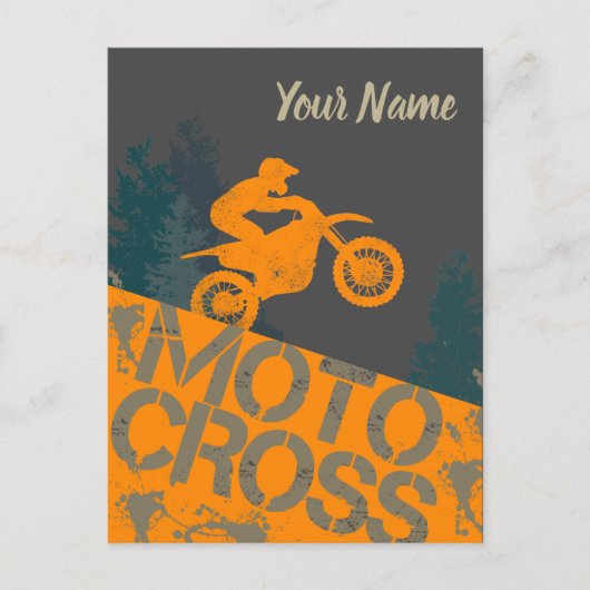 Motorcross Biker  Motorfiets en Motorfiets Briefkaart (Voorkant)