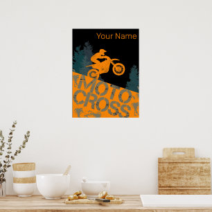 Motorcross Biker  Motorfiets en Motorfiets Poster