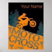 Motorcross Biker  Motorfiets en Motorfiets Poster (Voorkant)