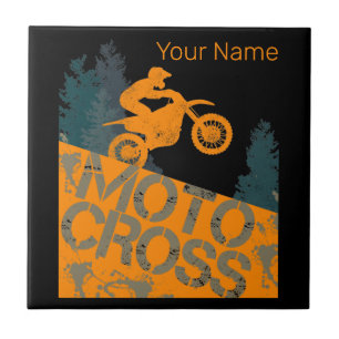 Motorcross Biker  Motorfiets en Motorfiets Tegeltje
