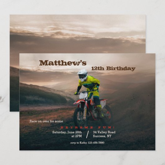 Motorcross Dirt Bike Kaart (Voorkant / Achterkant)