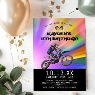Motorcross Dirt Track Colorful Birthday Party Kaart