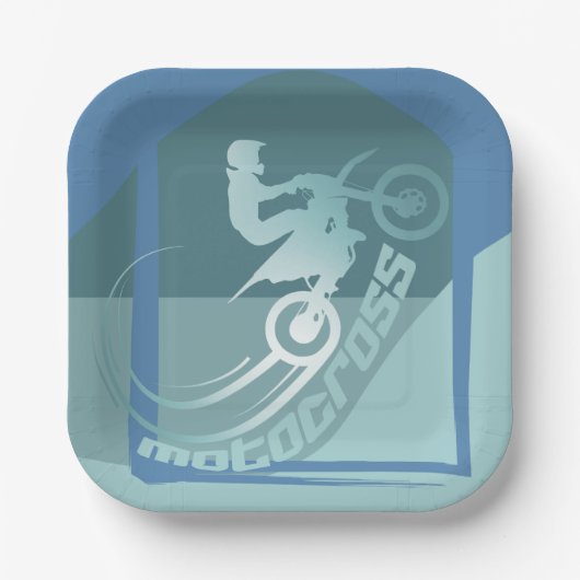 Motorcross dirtbike moto-x verjaardagsfeestje papieren bordje (Voorkant)