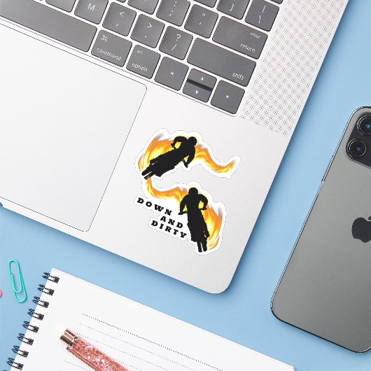 Motorcross Extreme Fietsen Sticker (Laptop met iPhone)