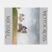 Motorcross fleece deken met gepersonaliseerde naam (Voorkant (Horizontaal))