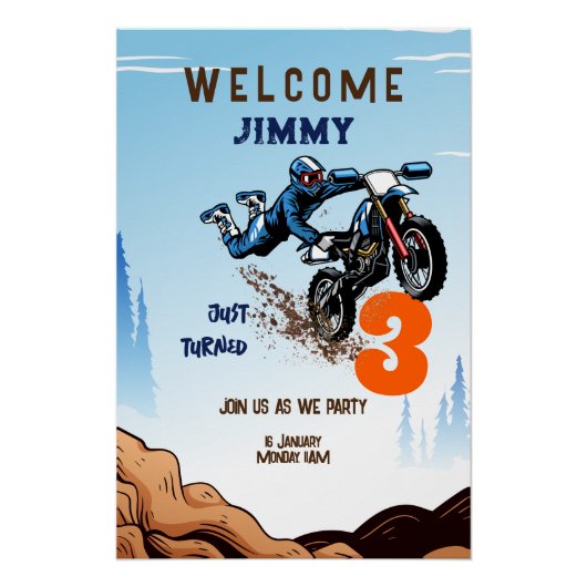 Motorcross Kind Vuil Stuntfiets Verjaardag Perfect Poster (Voorkant)
