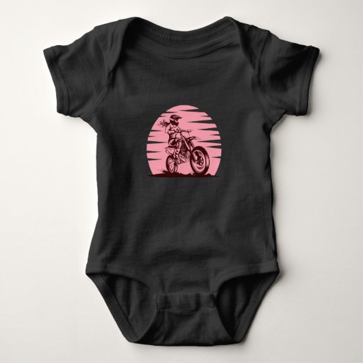 Motorcross Meisje Retro  Roze Romper (Voorkant)