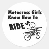 Motorcross meisjes ronde sticker (Voorkant)