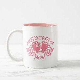 Motorcross Mom Roze Racing Vlaggen Tweekleurige Koffiemok