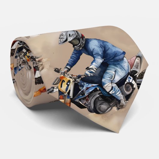 Motorcross off-road art stropdas (Opgerold)