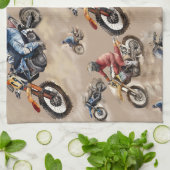 Motorcross off-road art theedoek (Gevouwen)