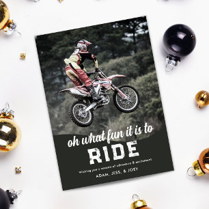 Motorcross Pret om te Rijden Kerst Foto Feestdagenkaart
