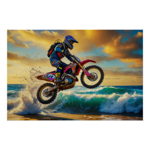 Motorcross Racer bij Beach Race II Perfect Poster