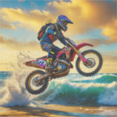 Motorcross Racer bij Beach Race II Sticker (Voorkant)