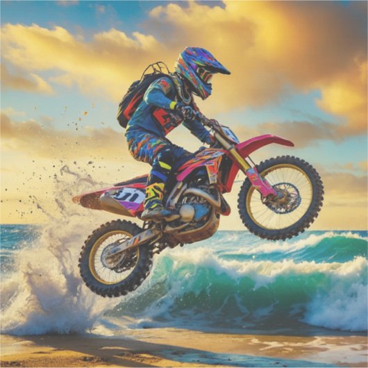 Motorcross Racer bij Beach Race II Sticker (Voorkant)
