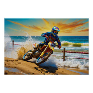 Motorcross Racer bij Beach Race Perfect Poster