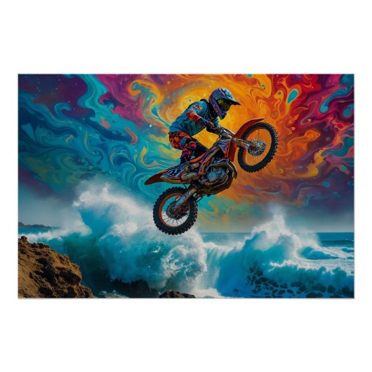 Motorcross Racer Kustevenement Perfect Poster (Voorkant)