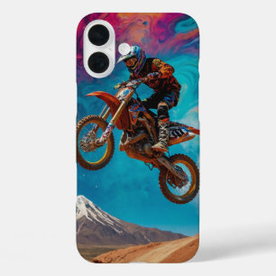 Motorcross Racer op Berghelling iPhone 16 Plus Hoesje