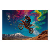 Motorcross Racer op Berghelling Perfect Poster (Voorkant)