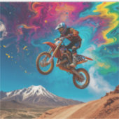 Motorcross Racer op Berghelling Sticker (Voorkant)