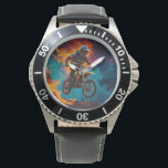 Motorcross Racer & vulkaanuitbarsting Horloge<br><div class="desc">Over "Extreme" - Een kampioen motorcross racer ontsnapt heldhaftig aan aankomende vlammen en gesmolten lava in een poging om de veiligheid te bereiken. Hij komt eindelijk op veilig terrein na een epische rit! Geweldig plezier voor kinderen en sportmensen van alle leeftijden.</div>