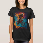 Motorcross Racer & vulkaanuitbarsting T-shirt (Voorkant)