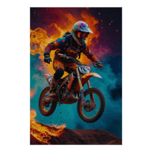 Motorcross Rider Ontsnappen Lava Perfect Poster