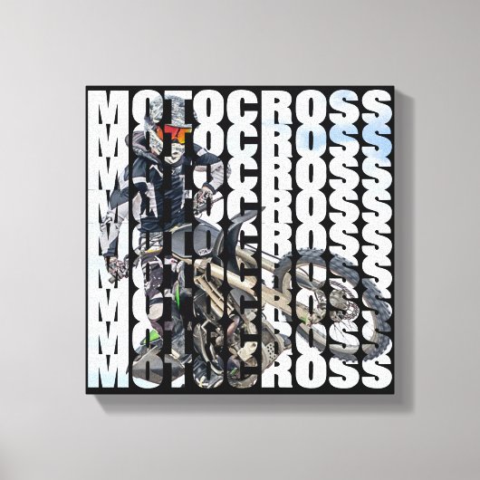 Motorcross Sport Vuil Biker Foto Typografie Canvas Afdruk (Voorkant)