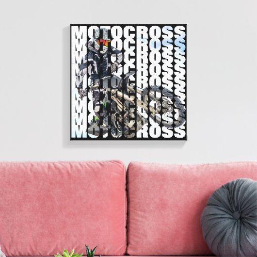 Motorcross Sport Vuil Biker Foto Typografie Canvas Afdruk (Insitu (Woonkamer))