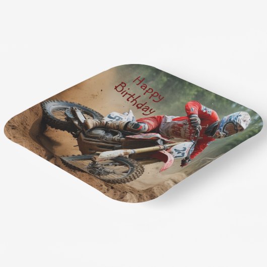 Motorcross verjaardag papieren bordje (Gebogen)
