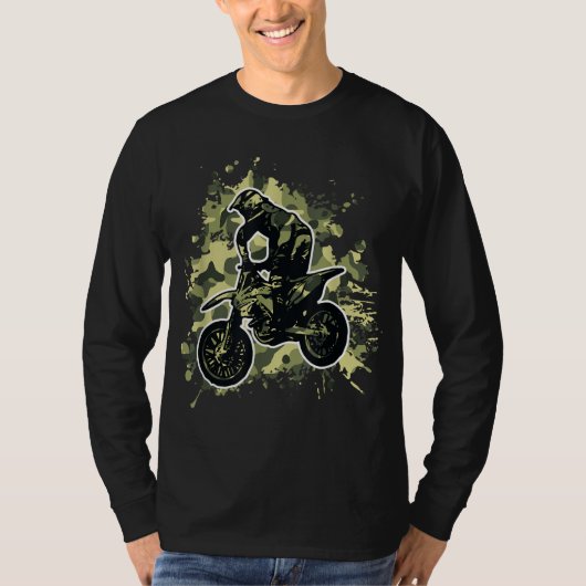 Motorcross Vuilfiets Camo Camouflage Motorfiets Ri T-shirt (Voorkant)